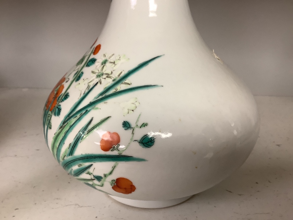 A Chinese enamelled porcelain bottle vase, height 25cm